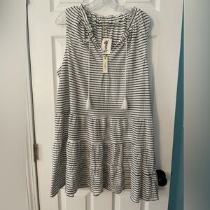 Max Studio Black and White Striped Midi Dress